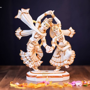 Radha Krishna Statue | 23CM| Dancing Radha Krishna Idol | Lakshmi Narayan Statue | God of love | Hindu God Goddess | Cultured Marble Krishna
