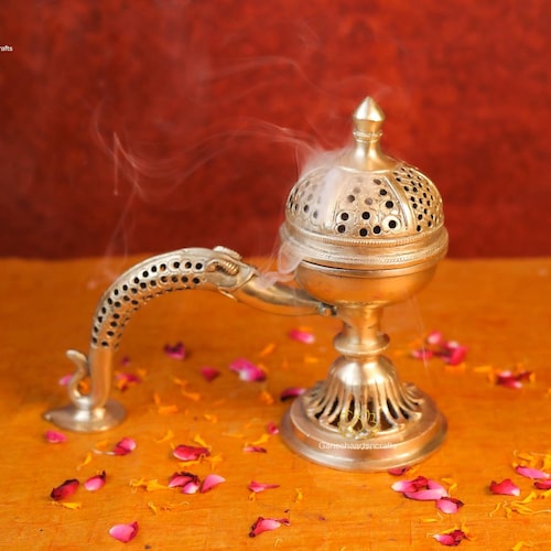 Incense Holder Brass Incense Holder Dhoop Dani Temple Etsy