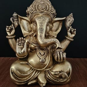 Brass Ganesha Statue: Hindu God Idol, Home Decor, Diwali Gift