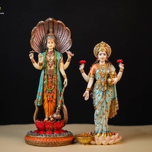 Vishnu Lakshmi Statue | God of Protector | Hindu Trinity | Hindu God Goddess | Lakshmi Goddess Statue | Goddess of wealth | Good fortune |