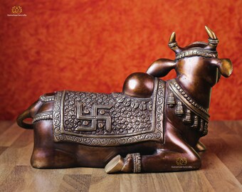 ナンディ像、真鍮製手描き牛神像、シヴァ門番、玄関装飾 - Etsy 日本