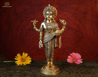 真鍮ダンヴァンタリ像: ヒンドゥー教の医学の神、15.5 インチ - Etsy 日本