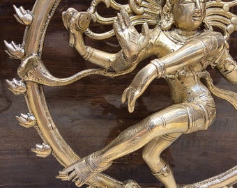 踊るシヴァ・ナタラージャ像、シヴァ神、(13インチ) 真鍮製
