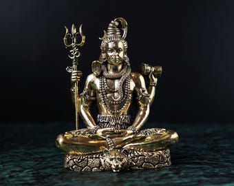 Estatua de Shiva / Ídolo de Shiva de latón / Shiva de meditación pequeña / Adiyogi / Mahadeva / Shiv-Shankar / Calidad superior / Inauguración de la casa / Dios hindú /