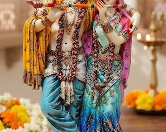 Radha Krishna Statue 11" Inch, Hindu God Idol,Wedding Gift, Spritual Home Decor
