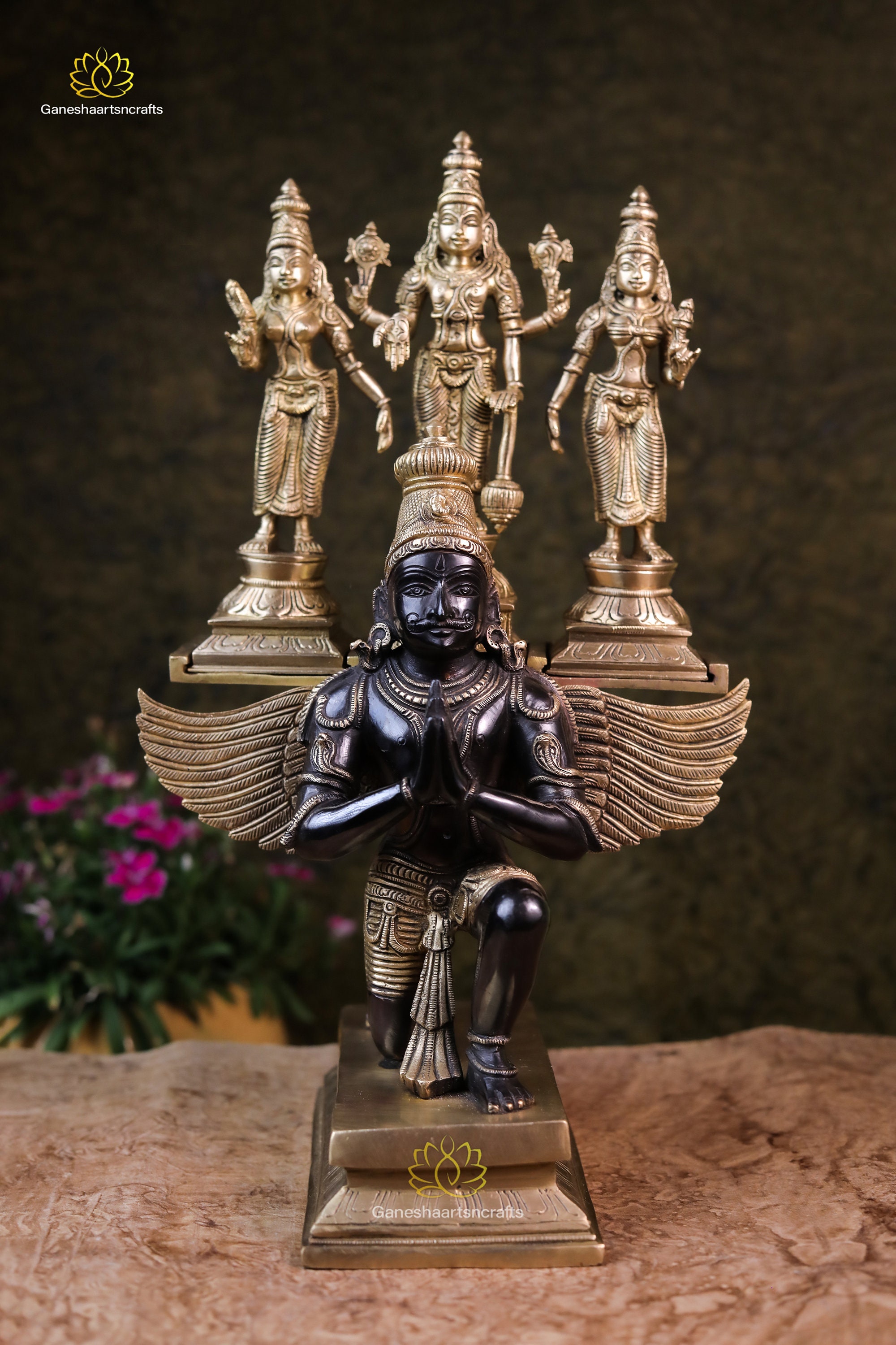 Lord Vishnu Statue Vishnu Seated on Garuda With Bhudevi N Etsy