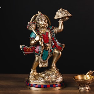 Estátua de Hanuman | Hanuman com a Montanha Sanjivani | Deus da Força | celibato | Conhecimento e Bhakti | Senhor da vitória | Bajrangbali de Bronze |