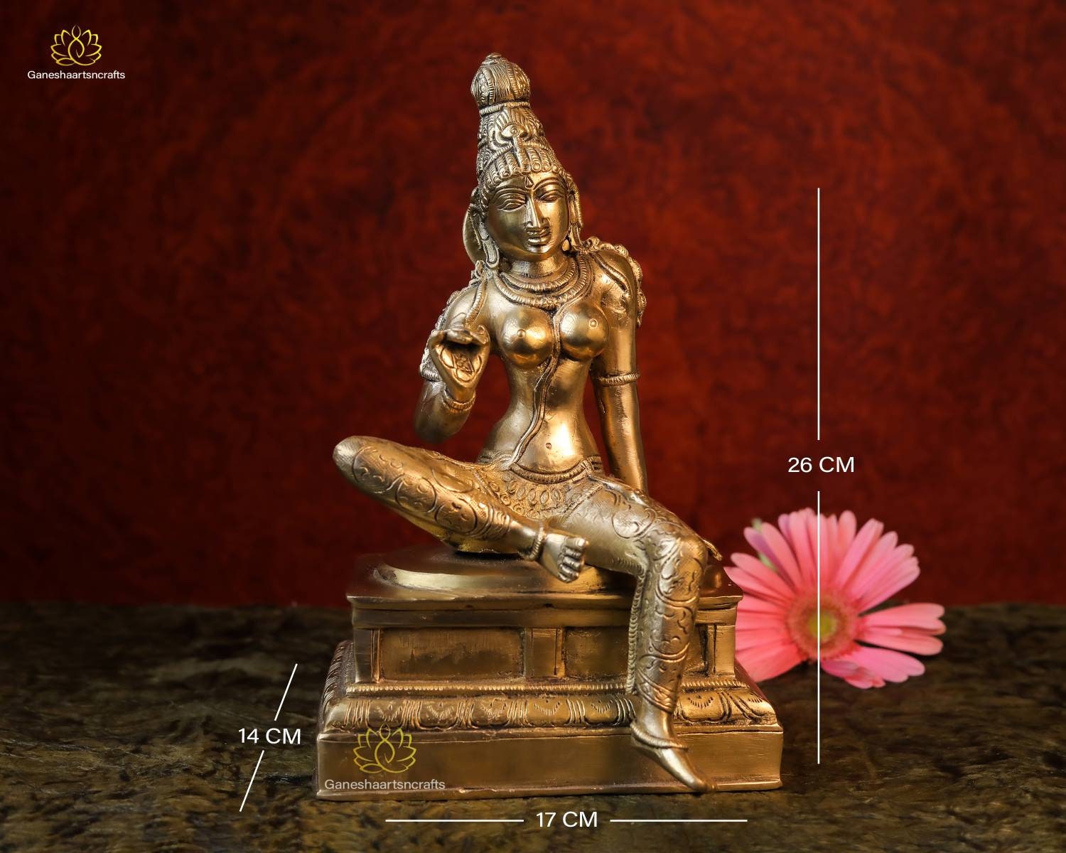 Divine Brass Sculpture of Parvati Indian Goddess of Fertility