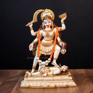 Estátua de Kali | 19 CM | Deusa do Tempo | Criação | Destruição e Poder | Estátua de Kalika | Estátua de Parvati | Deusa hindu | Kali com o Senhor Shiva.