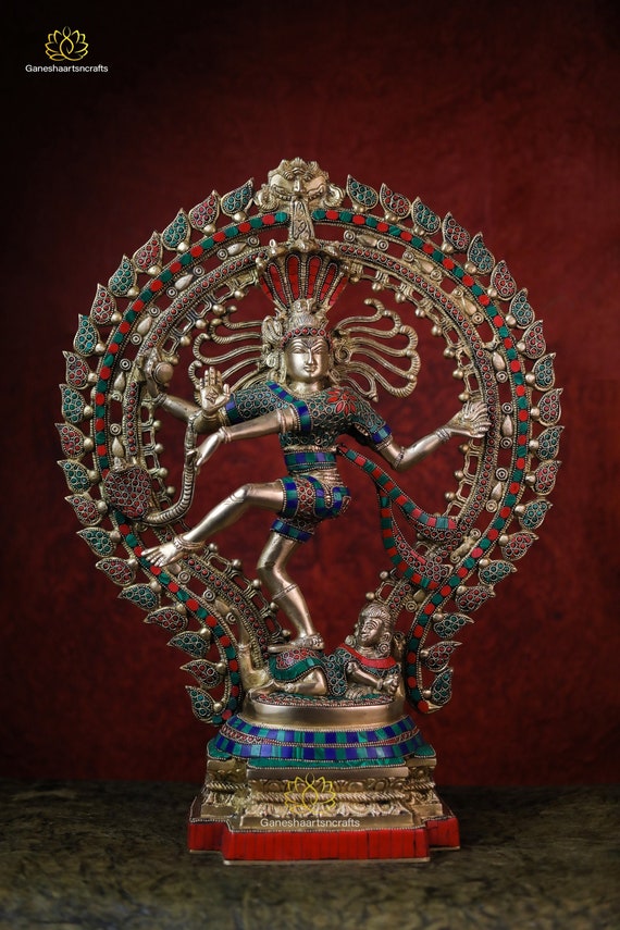 Large Brass Nataraja Statue: Dancing Shiva, Indian Art Decor