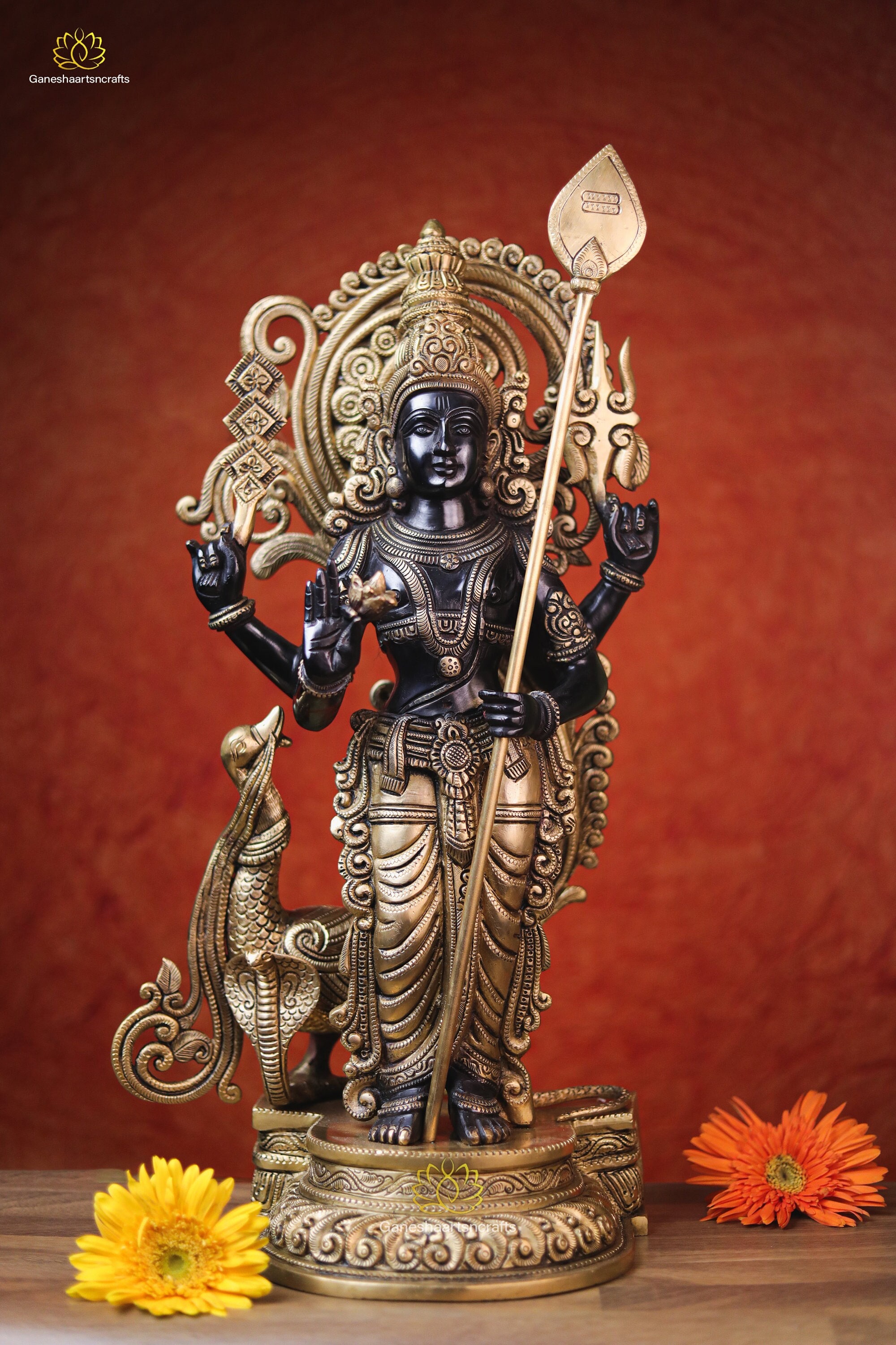 Murugan Statue Lord Kartikeya Big Brass Kartikeya Etsy