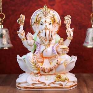 Ganesh Statue | 27 CM | Lord Ganesha Statue | Marble Hand Painted Ganesha | God of Good Luck | New Beginning | Lord Vinayaka | Ganapati Idol