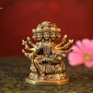 Gayatri Statue | Small Brass Gayatri |  Savitri n Vedanta | Hindu Goddess | Devi Sarswati | Wife of lord Brahma | Solar deity in the Vedas |