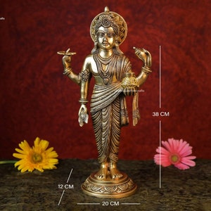 Dhanvantari Statue Lord Brass Dhanwantri God of Ayurveda Hindu God of ...