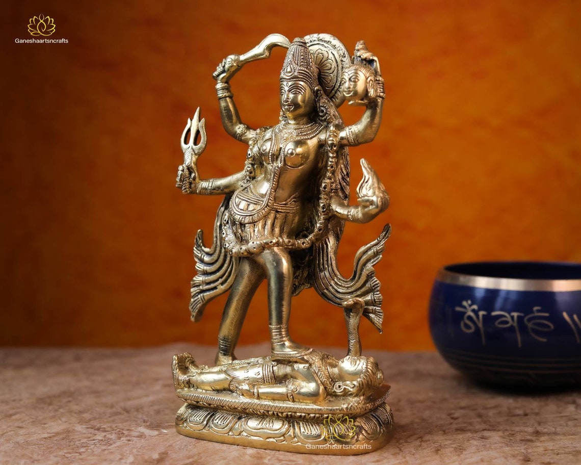Kali Statue Brass Statue of Kali Goddess of Time Etsy