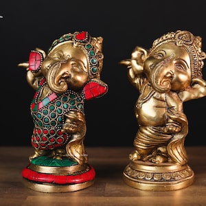 Statue de Ganesh | Seigneur bébé Ganesh | Bonne chance Dieu | Idole de décoration d&#39;intérieur | Ganesh en laiton | Art indien | Dieu à tête d&#39;éléphant | Dieu hindou | Cadeau de Diwali