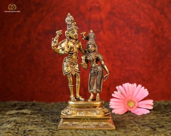 Messing Shiva Parvati Statue: Hinduistisches Gott Idol, Paar Geschenk