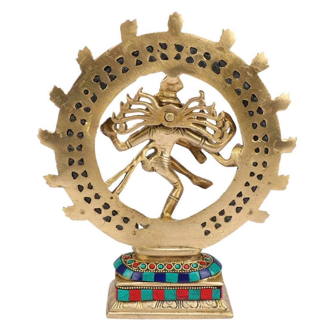 Brass Nataraja Statue: 9.5" Shiva Dance Idol With Inlay Stone - Etsy