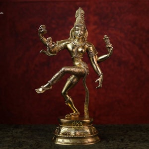 Brass Ardhanarishvara Statue: Dancing Shiva Parvati, Shiva Shakti