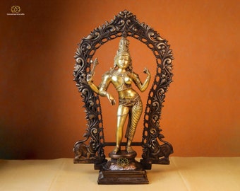 Estatua de latón Ardhanarishvara: Shiva Shakti Idol, dios hindú
