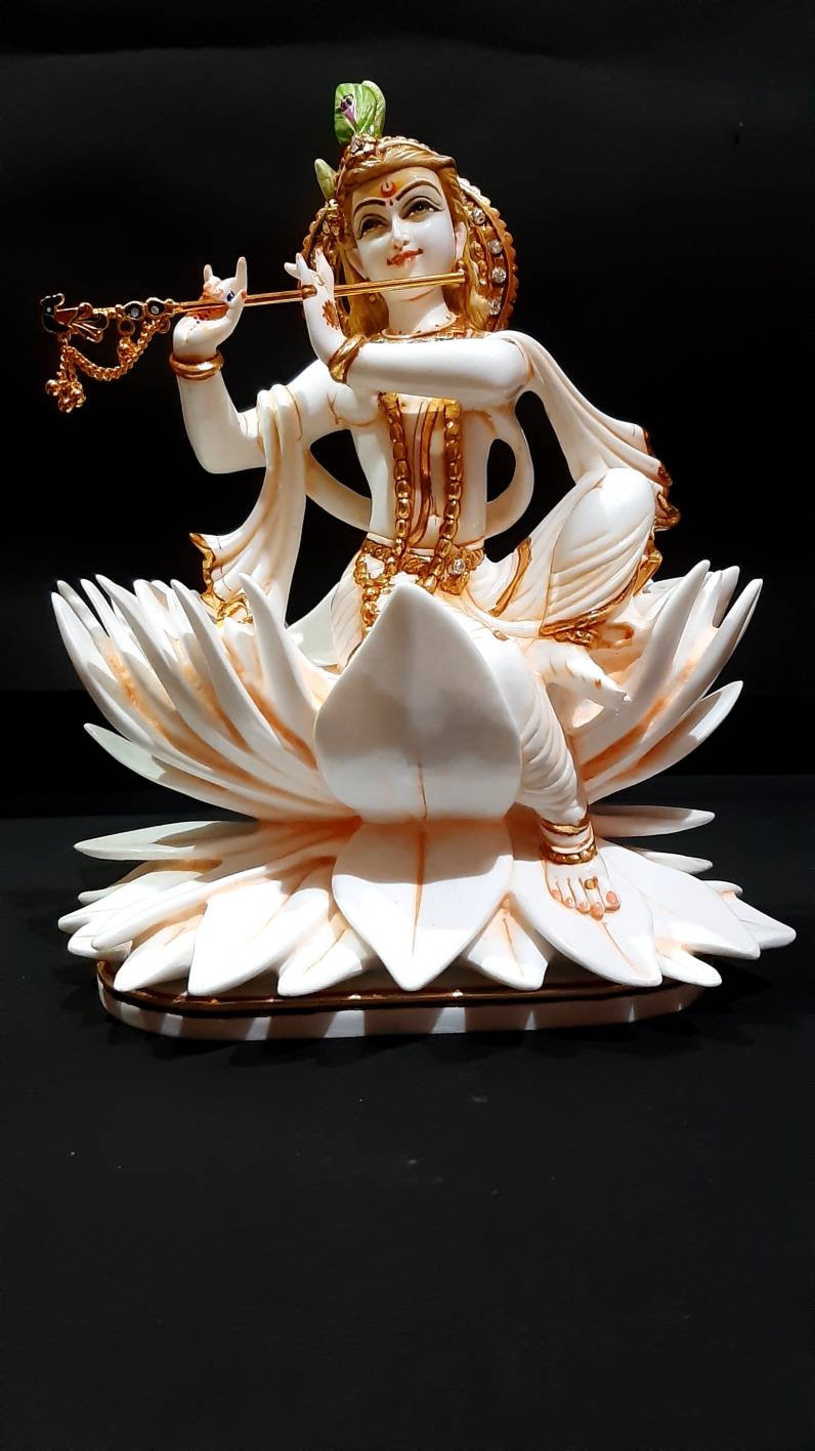 Statue de Krishna Lotus Krishna France Flûte Krishna Etsy