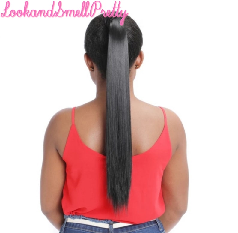 22 Straight Synthetic Long Ponytail Soft Wrap Around Etsy
