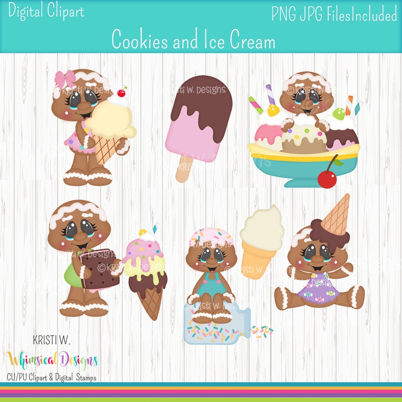 Cookies and Ice Cream Digital Clipart Images PNG JPG Kristi Etsy