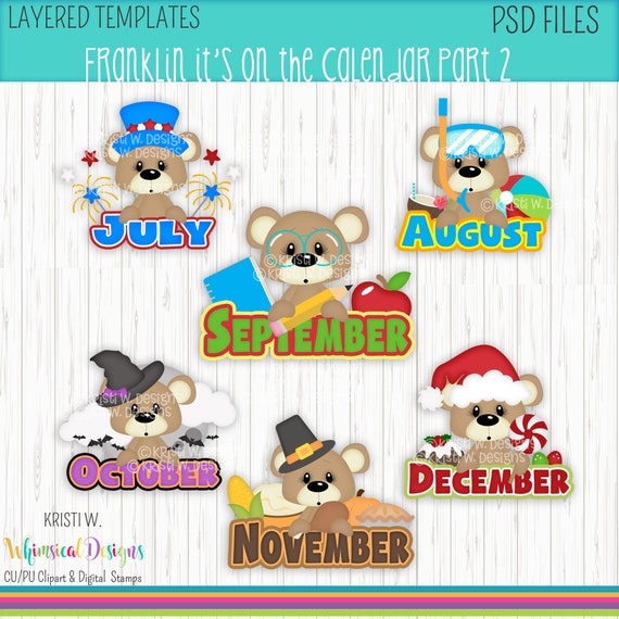Franklin Calendar2 Digital PSD Layered GraphicsKristi W Etsy
