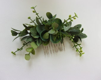 Woodland - Bridal Hair Accessory, Floral comb with eucalyptus and assorted foliage.