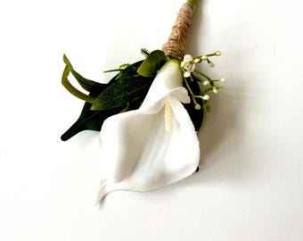 Calla Lily Buttonhole. Wedding flowers