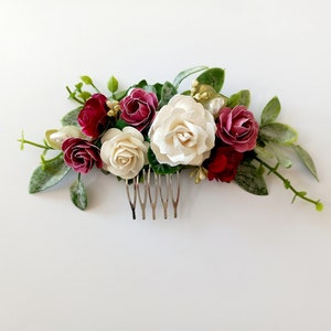 Small Hair accessory, Ivory and Wine