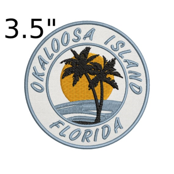Okaloosa Island Florida Souvenir Patch Palm Trees Golden Etsy