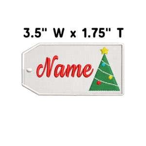 Christmas Stocking Name Tag Patch Custom "Your Name" Personalized Embroidered Iron-on/Sew-on Premium Applique, Festive Font Santa, Snowflake