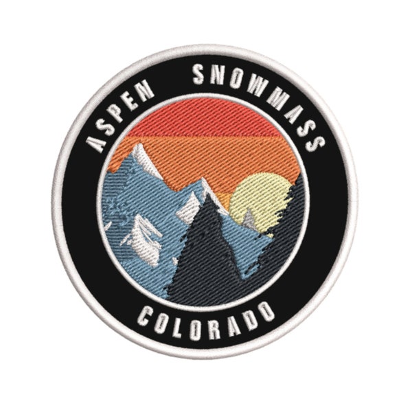 Aspen Snowmass Colorado Ski Resort Patch 3.5" Embroidered DIY Iron-On Applique Vest Clothing Bags, Mountains Forest Trees Snow Skiing Sports