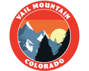 Vail Mountain Colorado - 3.5" Vinyl Decal Sticker for  Car Window Home Decor Laptop Water Bottle Appliques Vacation Adventure Series