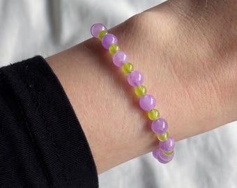 Purple green beaded bracelet, beaded bracelets for women, layered bracelet, christmas gift