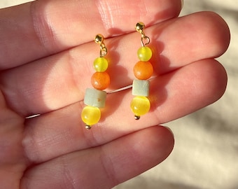 Dangle stud earrings, silver gemstone earrings, christmas gift, mothers day gift, valentines day gift