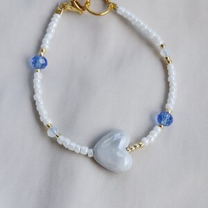 Beaded bracelet, delicate bracelet, heart bracelet, seed bead bracelet image 1