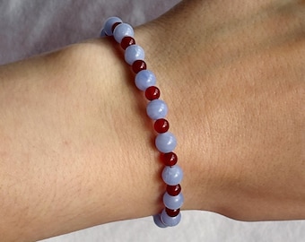 Blue red beaded bracelet, beaded bracelets for women, layered bracelet, christmas gift