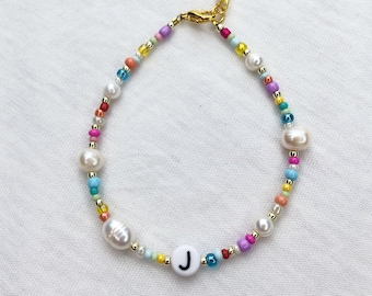 Pearl bracelet, seed bead bracelet, custom name bracelet