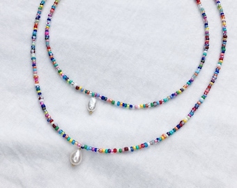 Mother daughter necklace , matching necklace, seed bead necklace, couple necklace