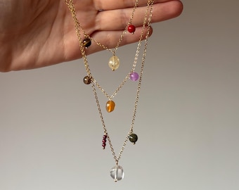 Birthstone amulet necklace for zodiac signs, chain amulet necklace, chain pendant necklace, christmas gift