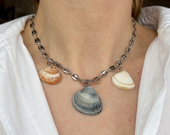 Shell necklace, beach necklace, chain necklace, coffee bean chain necklace