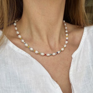 Perlenkette, Sommer Perlenkette Geschenk für Mama, Geschenk für Freundin