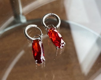 Crystal earrings dangle, hoop earrings, huggies earrings, stainless steel earrings