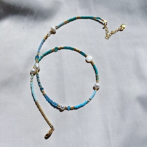 Blue necklace, glass bead necklace , beads necklace, layering necklace