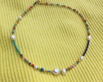 Collier de perles de graines, collier de perles, collier coloré, collier fait main