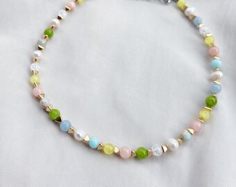 Beaded necklace, dainty necklace, y2k necklace, colorful necklace, summer necklace