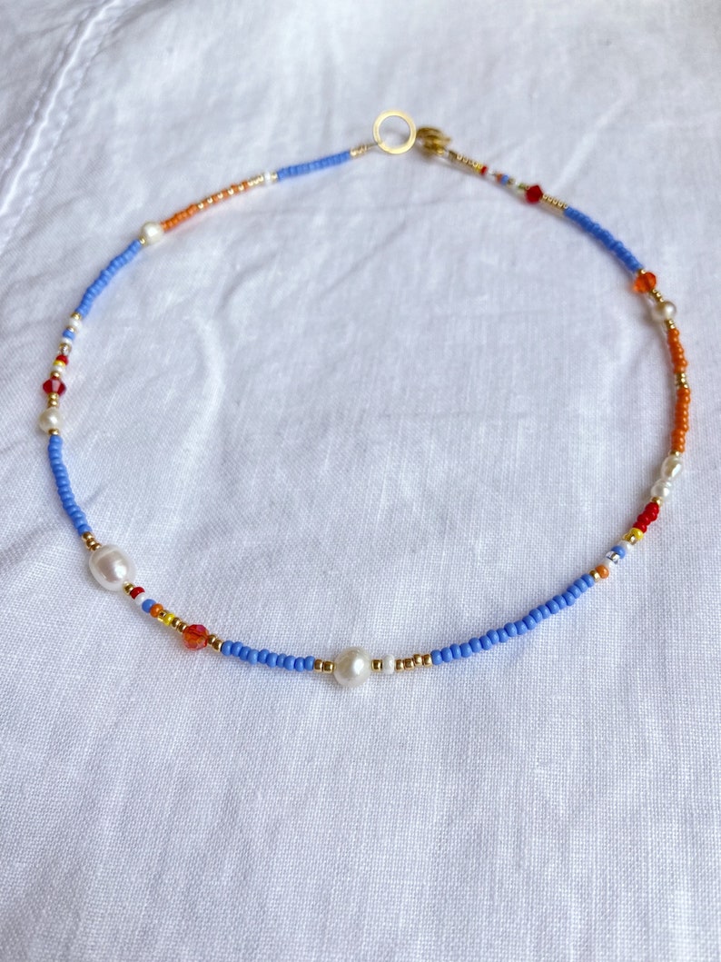 Colorful necklace, y2k necklace, blue necklace, beaded necklaces, handmade necklace image 3