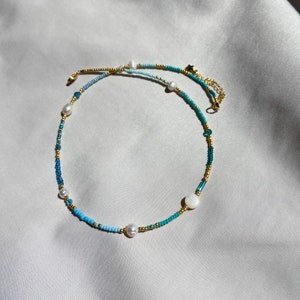 Blue necklace, glass bead necklace , beads necklace, layering necklace image 2
